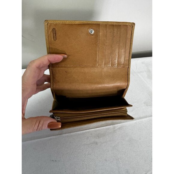 Vintage Coach Womens Tan Leather Wallet Moneyfold Zip Pocket Classic Western - Picture 4 of 16